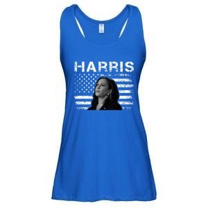 Distressed Us Flag Kamala Harris 2024 Madam Vice President Gift Ladies Essential Flowy Tank