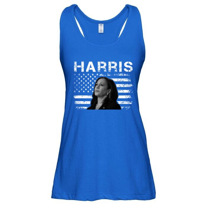 Distressed Us Flag Kamala Harris 2024 Madam Vice President Gift Ladies Essential Flowy Tank