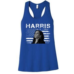 Distressed Us Flag Kamala Harris 2024 Madam Vice President Gift Women's Racerback Tank