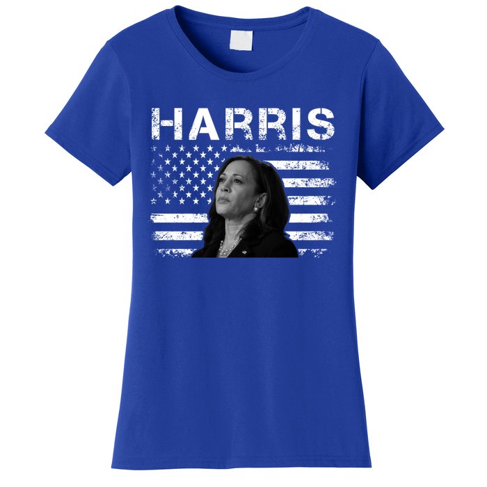 Distressed Us Flag Kamala Harris 2024 Madam Vice President Gift Women's T-Shirt