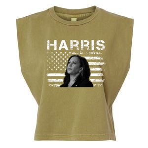 Distressed Us Flag Kamala Harris 2024 Madam Vice President Gift Garment-Dyed Women's Muscle Tee