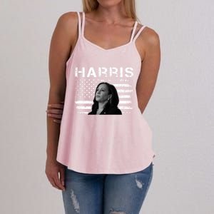 Distressed Us Flag Kamala Harris 2024 Madam Vice President Gift Women's Strappy Tank