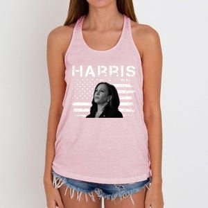 Distressed Us Flag Kamala Harris 2024 Madam Vice President Gift Women's Knotted Racerback Tank