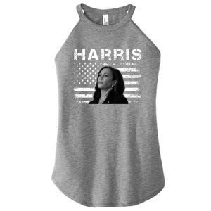 Distressed Us Flag Kamala Harris 2024 Madam Vice President Gift Women's Perfect Tri Rocker Tank