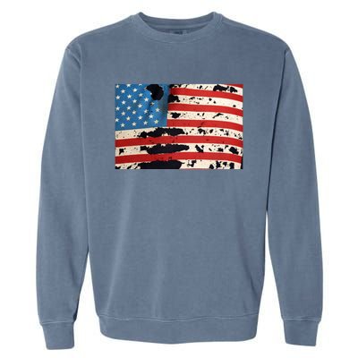 Destressed Usa Flag American Patriot One Nation Under God Gift Garment-Dyed Sweatshirt