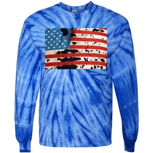 Destressed Usa Flag American Patriot One Nation Under God Gift Tie-Dye Long Sleeve Shirt