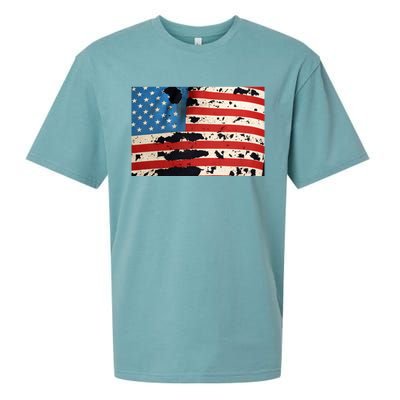 Destressed Usa Flag American Patriot One Nation Under God Gift Sueded Cloud Jersey T-Shirt