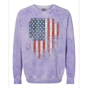 Distressed USA Flag, Patriotic American Flag Colorblast Crewneck Sweatshirt