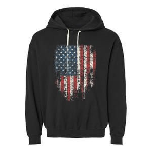 Distressed USA Flag, Patriotic American Flag Garment-Dyed Fleece Hoodie