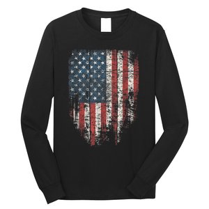 Distressed USA Flag, Patriotic American Flag Long Sleeve Shirt