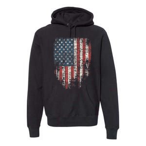 Distressed USA Flag, Patriotic American Flag Premium Hoodie