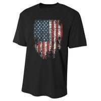 Distressed USA Flag, Patriotic American Flag Performance Sprint T-Shirt