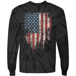 Distressed USA Flag, Patriotic American Flag Tie-Dye Long Sleeve Shirt