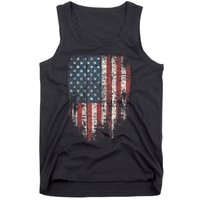 Distressed USA Flag, Patriotic American Flag Tank Top