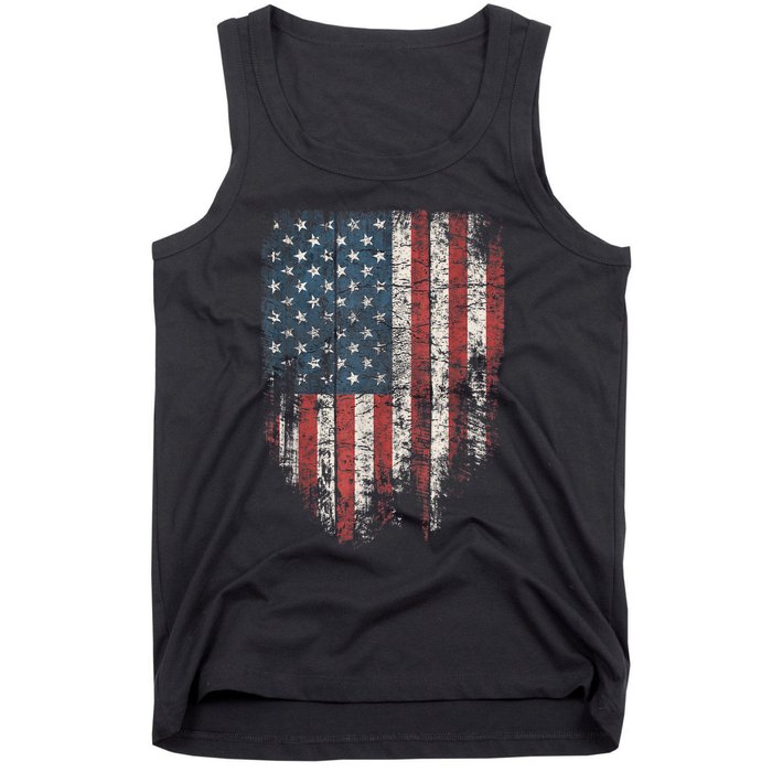 Distressed USA Flag, Patriotic American Flag Tank Top