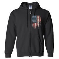 Distressed USA Flag, Patriotic American Flag Full Zip Hoodie