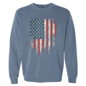 Distressed USA Flag, Patriotic American Flag Garment-Dyed Sweatshirt