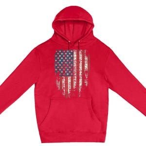 Distressed USA Flag, Patriotic American Flag Premium Pullover Hoodie