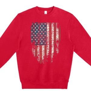 Distressed USA Flag, Patriotic American Flag Premium Crewneck Sweatshirt