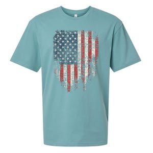 Distressed USA Flag, Patriotic American Flag Sueded Cloud Jersey T-Shirt