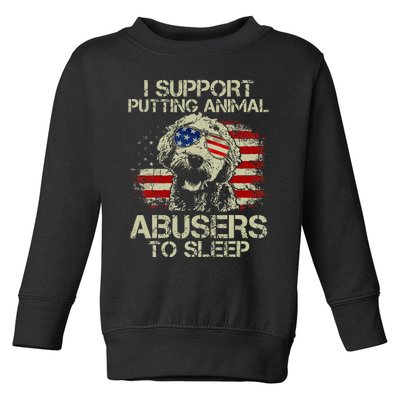 Doodle Usa Flag I Support Putting Animal Abusers To Sleep Toddler Sweatshirt