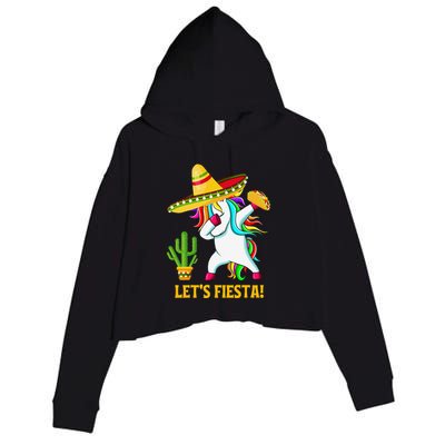 Dabbing Unicorn Funny Cinco De Mayo LetS Fiesta Crop Fleece Hoodie