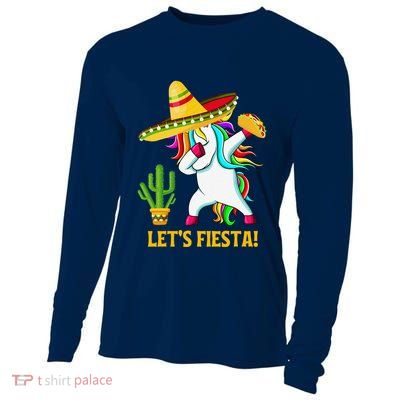 Dabbing Unicorn Funny Cinco De Mayo LetS Fiesta Cooling Performance Long Sleeve Crew