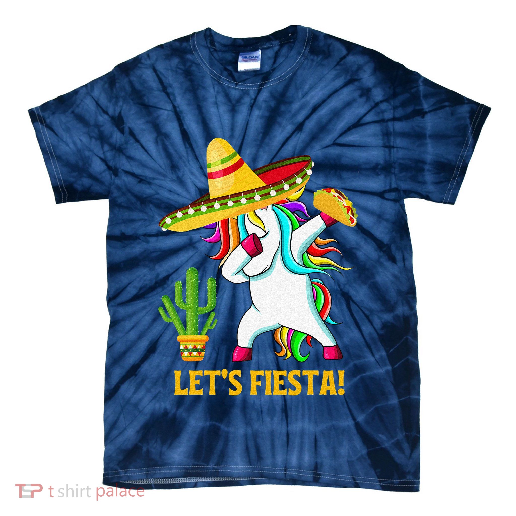 Dabbing Unicorn Funny Cinco De Mayo LetS Fiesta Tie-Dye T-Shirt
