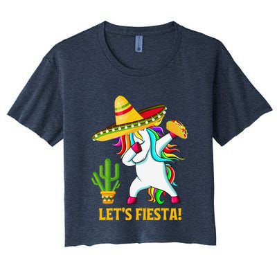 Dabbing Unicorn Funny Cinco De Mayo LetS Fiesta Crop Top