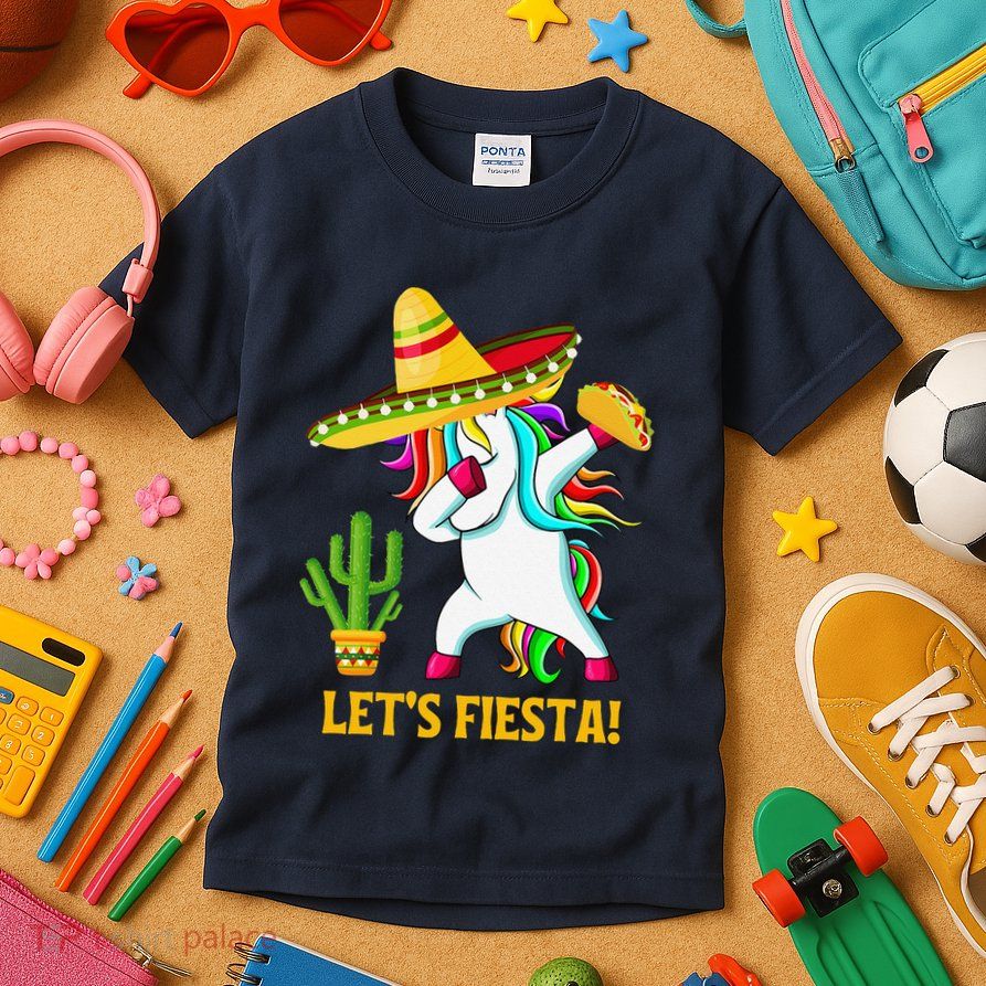 Dabbing Unicorn Funny Cinco De Mayo LetS Fiesta Kids T-Shirt