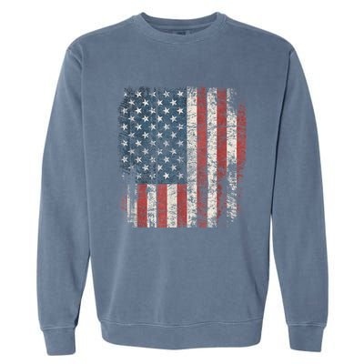 Distressed USA Flag Women Men, Patriotic American Flag Garment-Dyed Sweatshirt