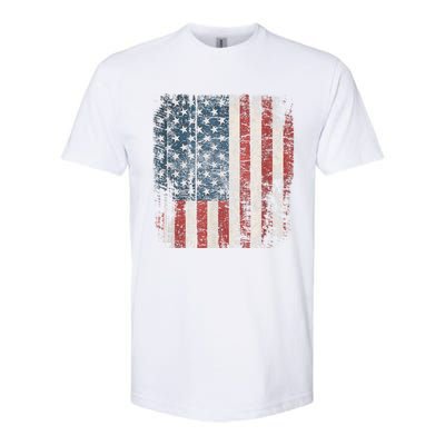 Distressed USA Flag Women Men, Patriotic American Flag Softstyle® CVC T-Shirt