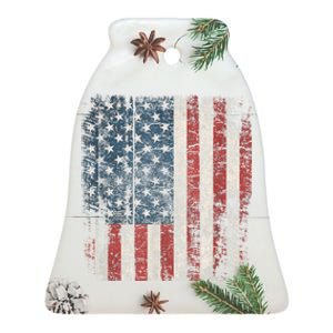 Distressed USA Flag Women Men, Patriotic American Flag Ceramic Bell Ornament