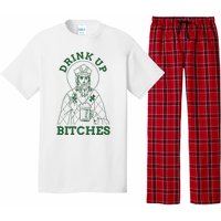 Drink Up Funny Bitches St Patrick's Day Funny Irish Shamrocks Pajama Set