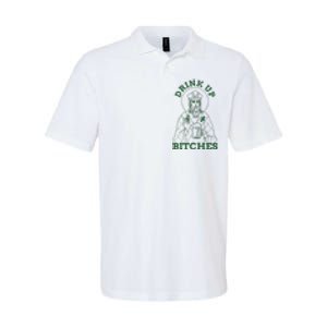 Drink Up Funny Bitches St Patrick's Day Funny Irish Shamrocks Softstyle Adult Sport Polo