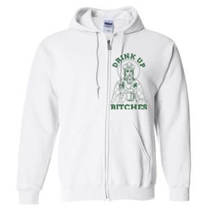 Drink Up Funny Bitches St Patrick's Day Funny Irish Shamrocks Full Zip Hoodie