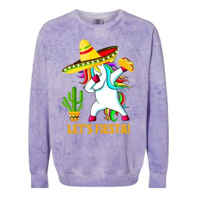 Dabbing Unicorn Funny Cinco De Mayo Girl Lets Fiesta Colorblast Crewneck Sweatshirt