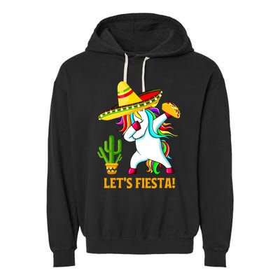 Dabbing Unicorn Funny Cinco De Mayo Girl Lets Fiesta Garment-Dyed Fleece Hoodie