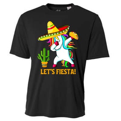 Dabbing Unicorn Funny Cinco De Mayo Girl Lets Fiesta Cooling Performance Crew T-Shirt