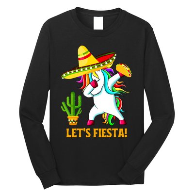 Dabbing Unicorn Funny Cinco De Mayo Girl Lets Fiesta Long Sleeve Shirt