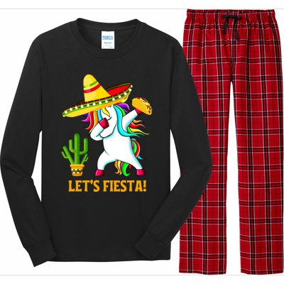 Dabbing Unicorn Funny Cinco De Mayo Girl Lets Fiesta Long Sleeve Pajama Set