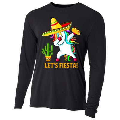 Dabbing Unicorn Funny Cinco De Mayo Girl Lets Fiesta Cooling Performance Long Sleeve Crew