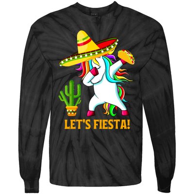 Dabbing Unicorn Funny Cinco De Mayo Girl Lets Fiesta Tie-Dye Long Sleeve Shirt