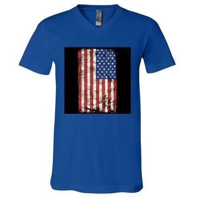 Distressed Us Flag Gift V-Neck T-Shirt