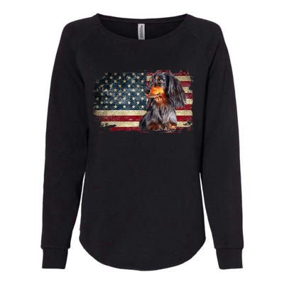 Dachshund USA Flag Patriotic Dog Lovers 4th Of July Womens California Wash Sweatshirt