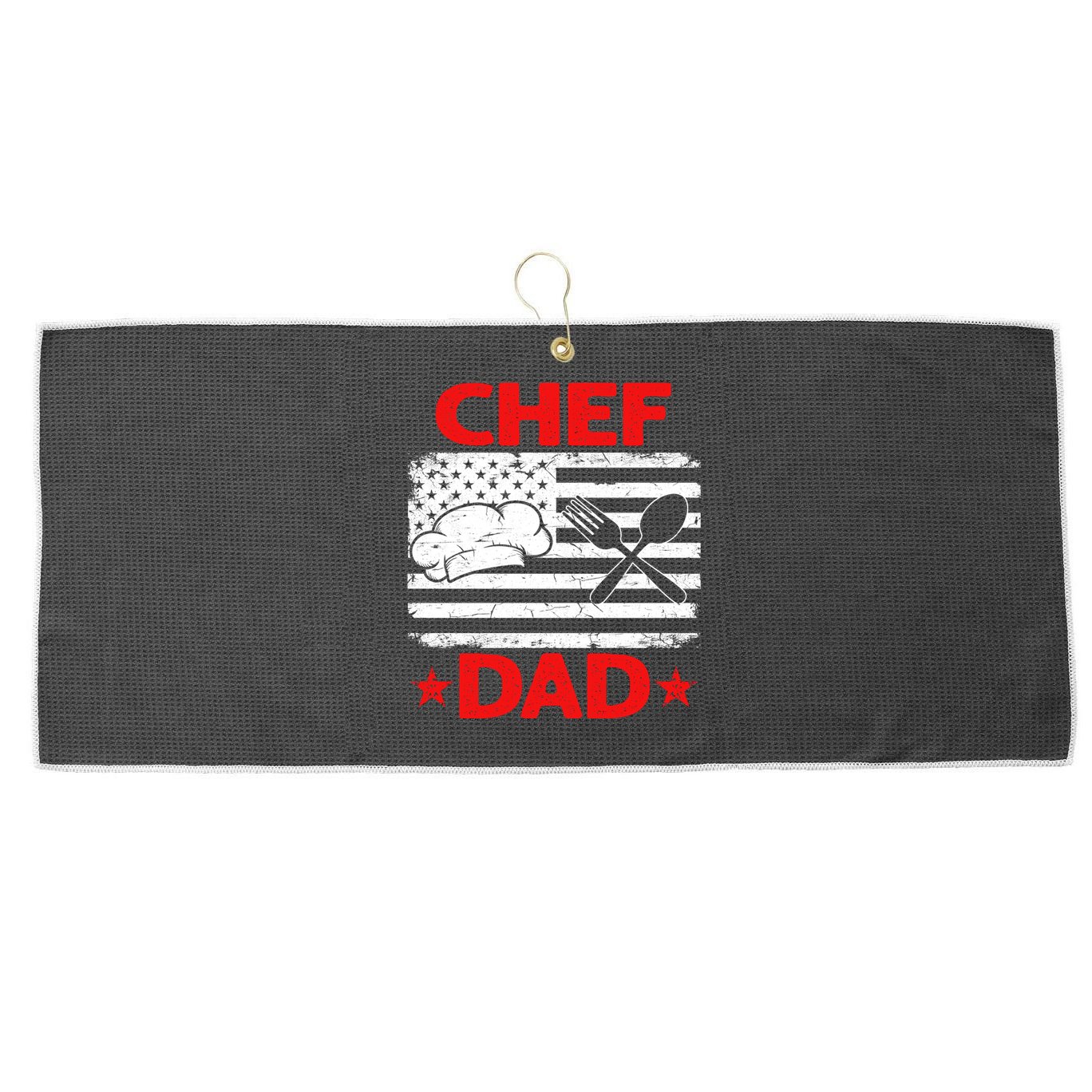 Distressed Usa Flag Chef Dad Patriotic Fathers Day Cool Gift Large Microfiber Waffle Golf Towel