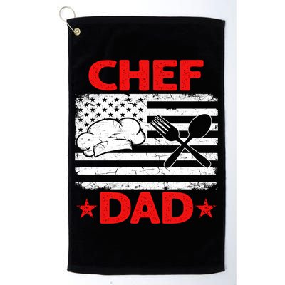 Distressed Usa Flag Chef Dad Patriotic Fathers Day Cool Gift Golf Towel