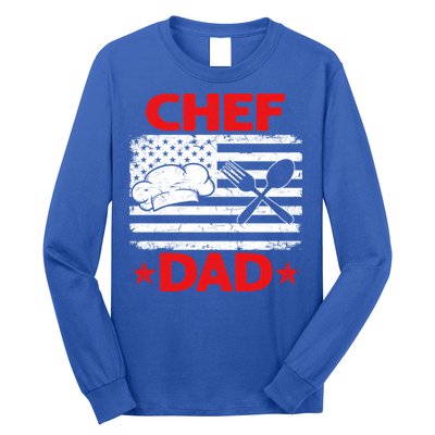Distressed Usa Flag Chef Dad Patriotic Fathers Day Cool Gift Long Sleeve Shirt