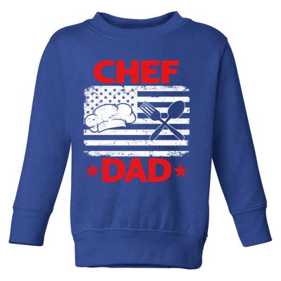Distressed Usa Flag Chef Dad Patriotic Fathers Day Cool Gift Toddler Sweatshirt