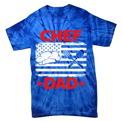 Distressed Usa Flag Chef Dad Patriotic Fathers Day Cool Gift Tie-Dye T-Shirt